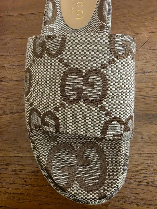 Gucci Brown GG Logo Sandals - Picture 5 of 10